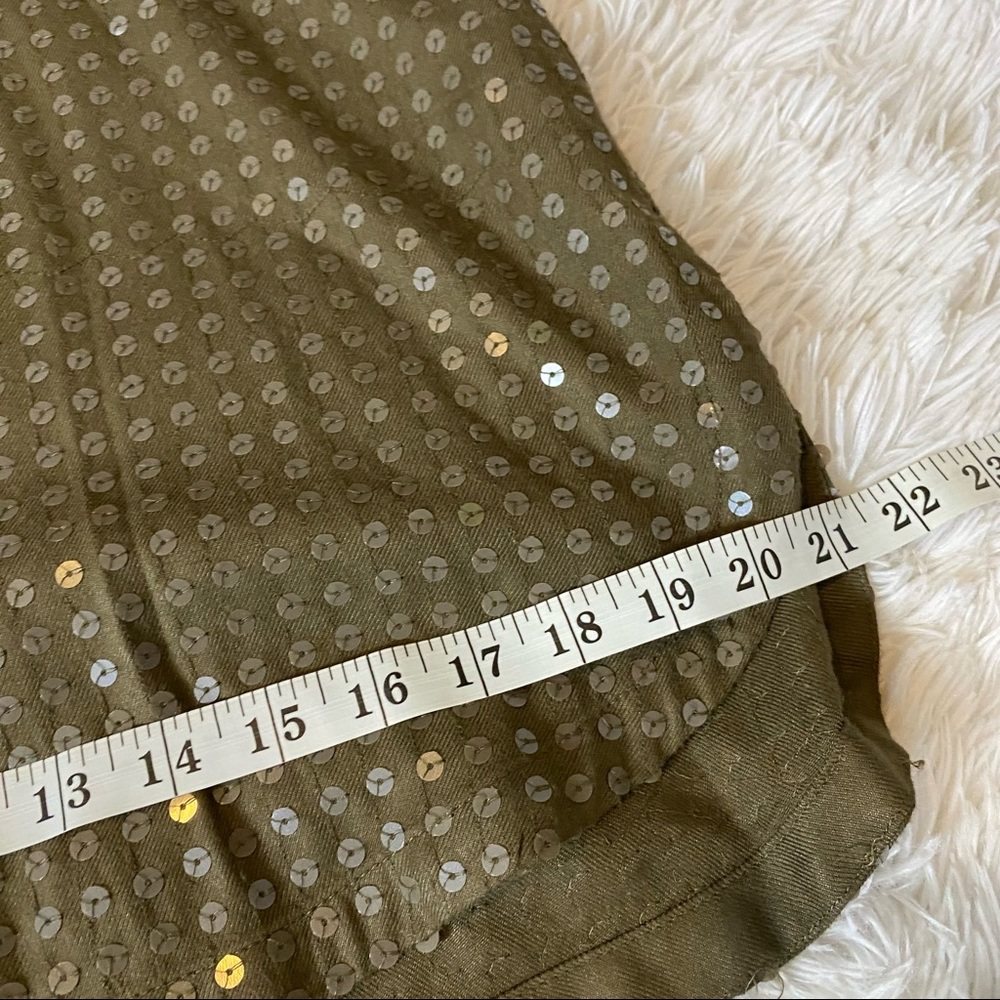 Anthropologie Maeve Green Sequin Button Up C1 - Picture 10 of 14
